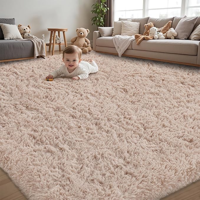 4x6 Area Rug for Living Room:Ultra Soft Fluffy Shag Beige Rugs, Large Fuzzy by Unknown