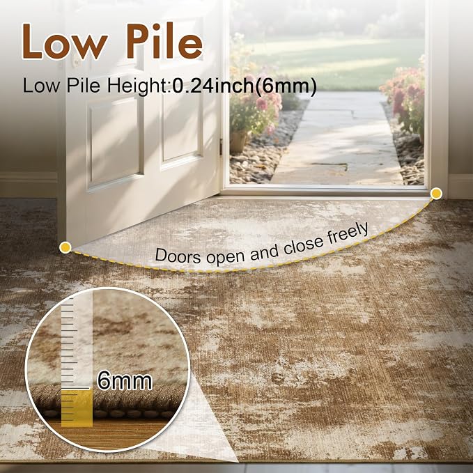 2x6 Ft Washable Runner Rug, Non-Slip Low Pile Hallway Kitchen Area Rug - Image 7