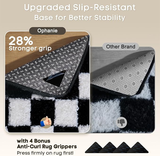 Ophanie Checkered Black & White Rug - Image 4