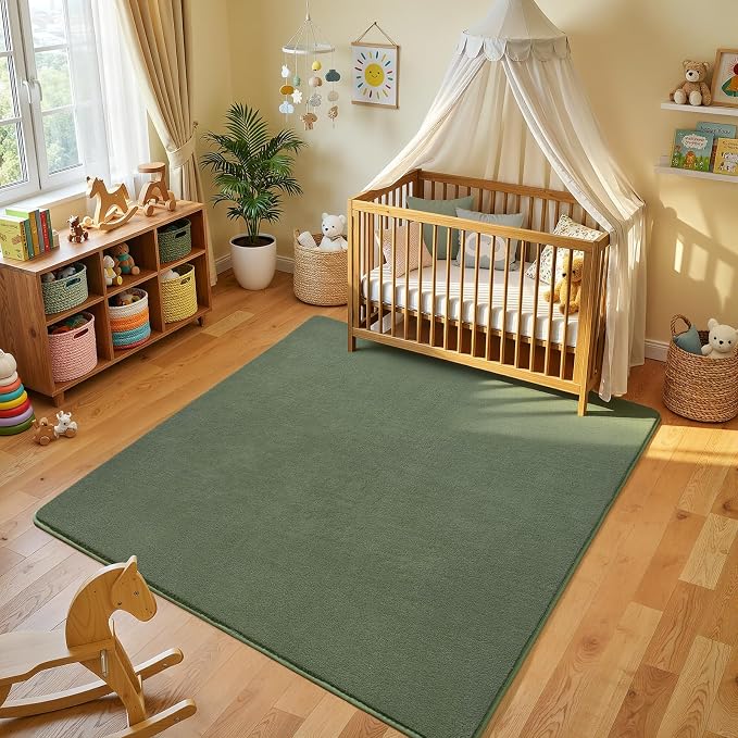 Amearea 4x4 Square Area Rugs for Bedroom Living Room, Sage Green Thickened - Image 2