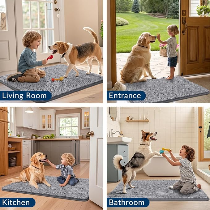 Smiry Dog Door Mat for Muddy Paws 54x24, Absorbent Dirt Trapper, Non-Slip - Image 7