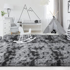FlyDOIT Large Area Rugs for Living Room, 4x6 Feet Tie-Dyed Dark Grey Shaggy Rug - Image 4