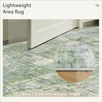 Soalmost 6x6 Green/Ivory Round Rug 6ft Living Room Circle Rug Vintage Round - Image 7