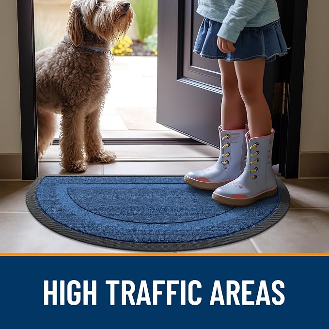 OLANLY Half Circle Door Mat Indoor Outdoor Entrance Welcome, Waterproof - Image 6