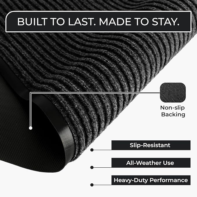 4 Pack Charcoal Commercial Door Mat 3'x5' Heavy Duty Industrial Floor Mat - Image 2
