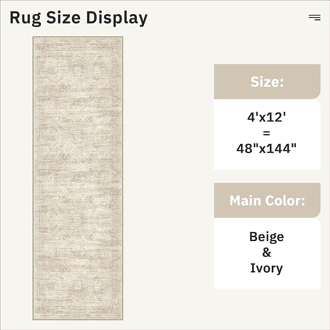 Soalmost 4x12 Wide Hallway Runners: Washable 12ft Runner Rug - Image 5