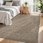 5x7 Area Rug for Living Room:Ultra Soft Fluffy Shag Grey Camel Rugs, Large - Image 2