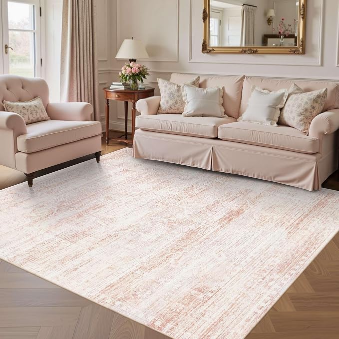 Latte&Fog 5x7 Washable Pink Rug - Image 2