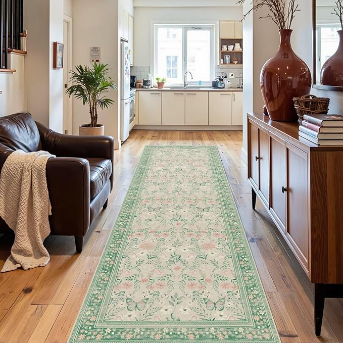 Rugxara 2x6 Floral Runner Rug, Washable Runners by Rugxara