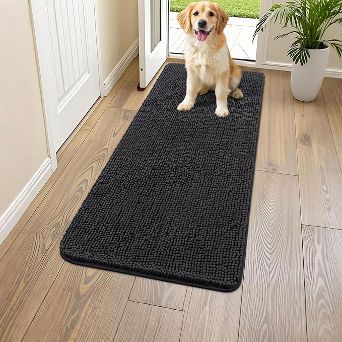 Smiry Dog Door Mat for Muddy Paws 47x20, Absorbent Dirt Trapper, Non-Slip by Smiry