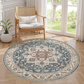 5ft Round Vintage Living Room Area Rug by COTILED