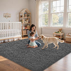 4x6 Area Rug for Living Room:Ultra Soft Fluffy Shag Dark Grey Rugs, Large Fuzzy - Image 9
