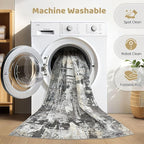 6x8 Area Rug Living Room: Washable Large Abstract Modern Soft Rug Stain - Image 2