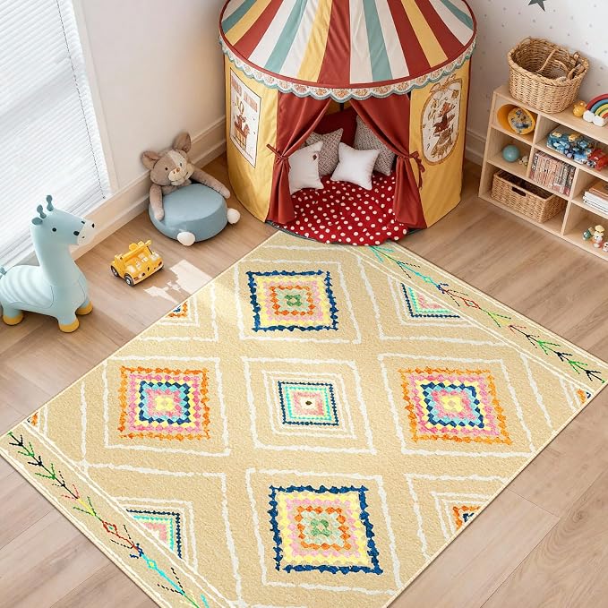 Area Rug 8x10 Rug Machine Washable Non-Slip Low Pile Print Pattern Western Rug - Image 9