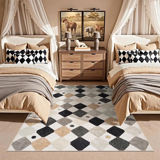 jinchan Macy 5x7 Area Rug for Kids Room Black and White Modern Colorful Nursery - Image 6