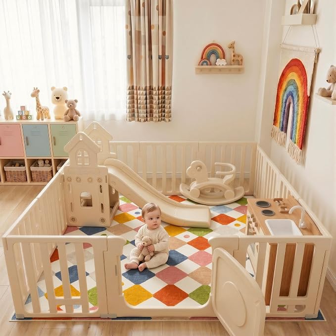 jinchan Macy Area Rug for Kids Room 6'x6' Square Rug Modern Colorful Nursery - Image 3