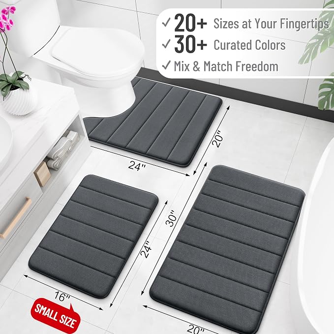 OLANLY Memory Foam Bath Mat 70x46, Super Soft Absorbent Bathroom Rugs, Quick Dry - Image 2