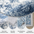 Round Area Rug for Living Room: 8 ft Washable Modern Abstract Soft Thin Rug - Image 5