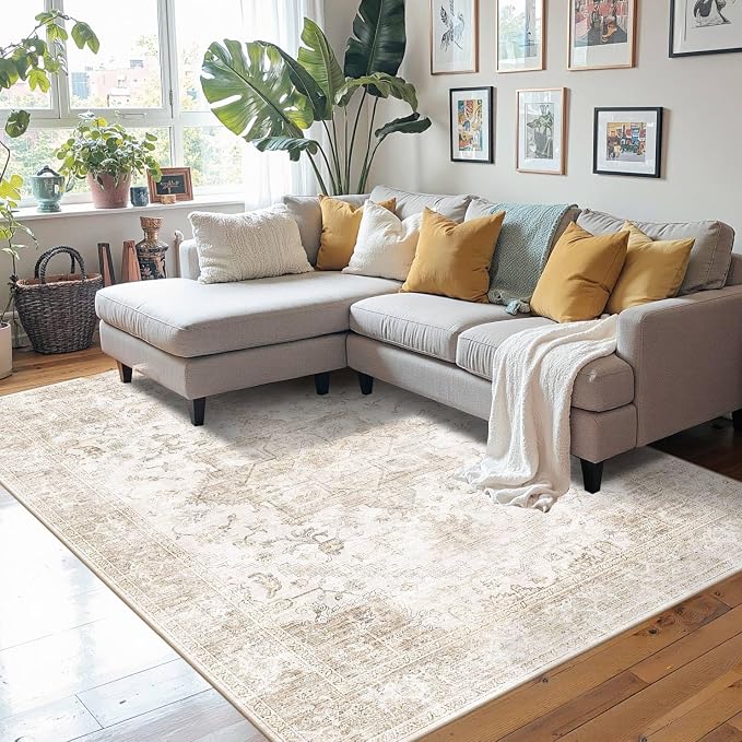Rugxara Washable Area Rug for Living Room, Vintage Boho Rugs for Office - Image 3