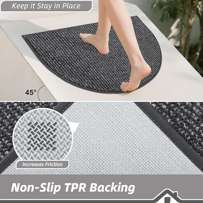 BEQHAUSE Dirt Trapper Door Mat 32" x 48" Half Circle Non-Slip Washable Doormats - Image 4