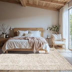 Rugxara 5X7 Washable Area Rug for Living Room, Vintage Neutral Large Boho Rugs - Image 3
