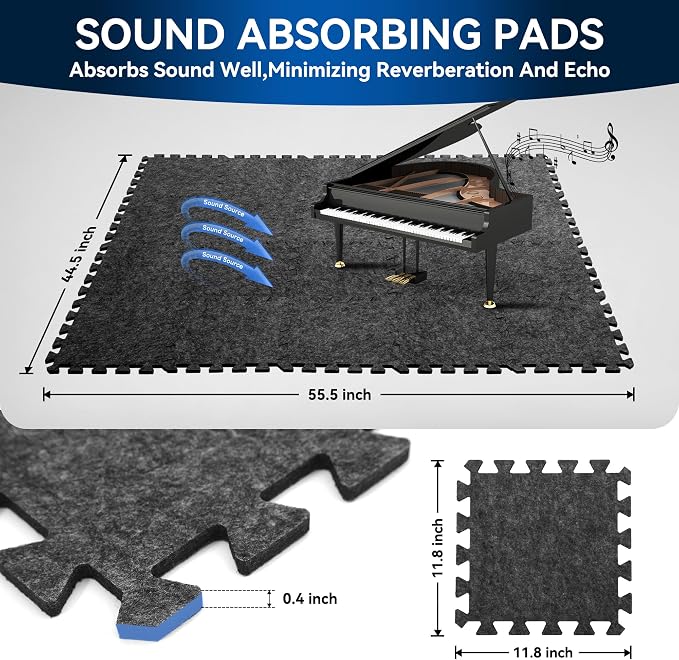 20 Pcs Interlocking Sound Absorbing Floor Mats, Non-Slip Felt Puzzle Mats - Image 2