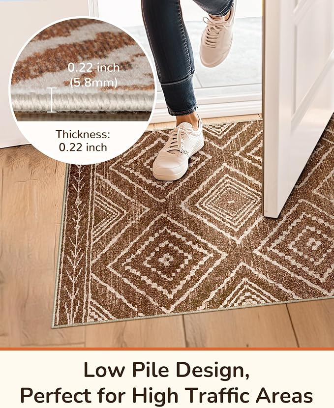 BESTSWEETIE Area Rug 3x4 Rug Machine Washable Non-Slip Low Pile Print Pattern - Image 8