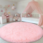 WISH TREE Round Pink Rug for Bedroom Girls, Soft Fluffy 7ft Circle Area Rugs - Image 2
