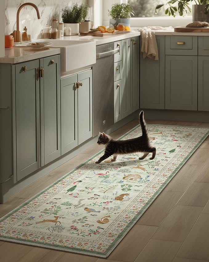 Machine Washable Kitchen Runner Rugs: 2'6"x8' Hallway Runner Non Slip Low Pile by palohom