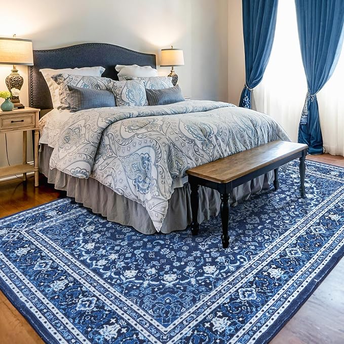 Lessymo Washable Area Rugs 6x9- Boho Area Rug Low Pile by Lessymo