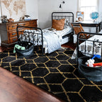 ONASAR 5x8 Rugs for Living Room Bedroom, Fluffy Black and Gold Area Rug - Image 8