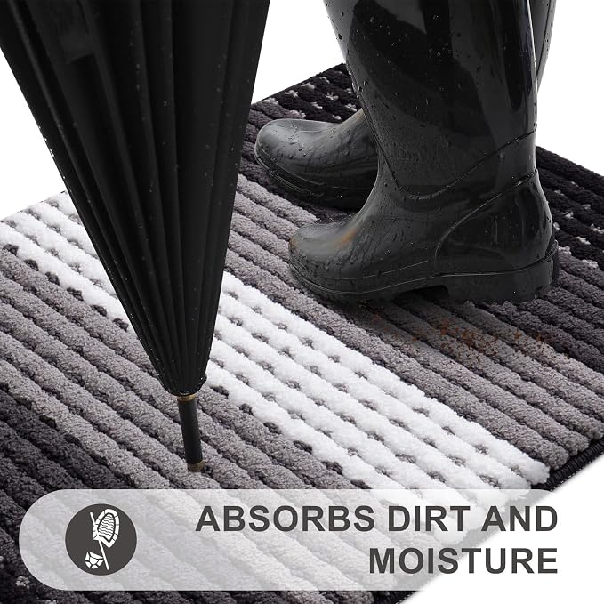 Kitinjoy Indoor Outdoor Door Mat, 59x20 Non-Slip Absorbent Dirt Trapper - Image 2