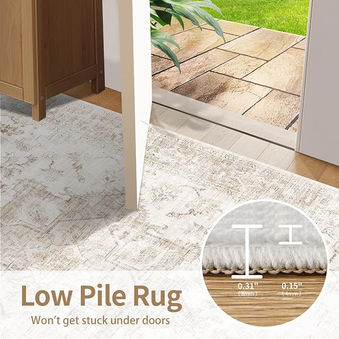Rugxara Washable Area Rug for Living Room, Vintage Boho Rugs for Office - Image 6