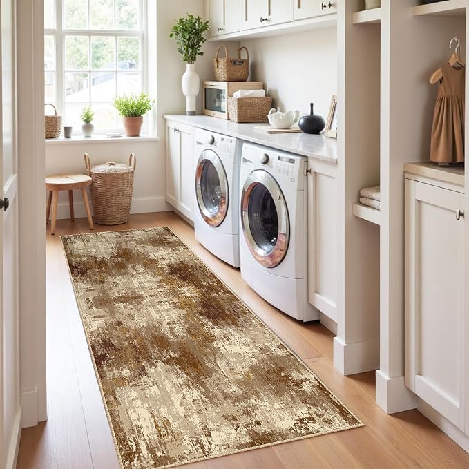 RELEANY Washable Area Rugs 2'x8' Non-Slip Modern Abstract Soft - Image 3