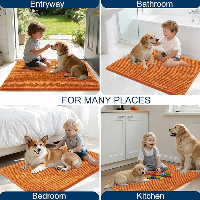 OLANLY Dog Door Mat for Muddy Paws 44x24, Ultra Absorbent Chenille Mud Doormat - Image 8