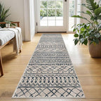 KUTA Boho Kitchen Rug 2x5 Light Brown Black Moroccan Washable Runner Rug by KUTA
