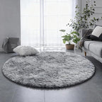 Amdrebio Tie-Dye Light Grey Round Circle Area Rugs 5Ft - Image 6