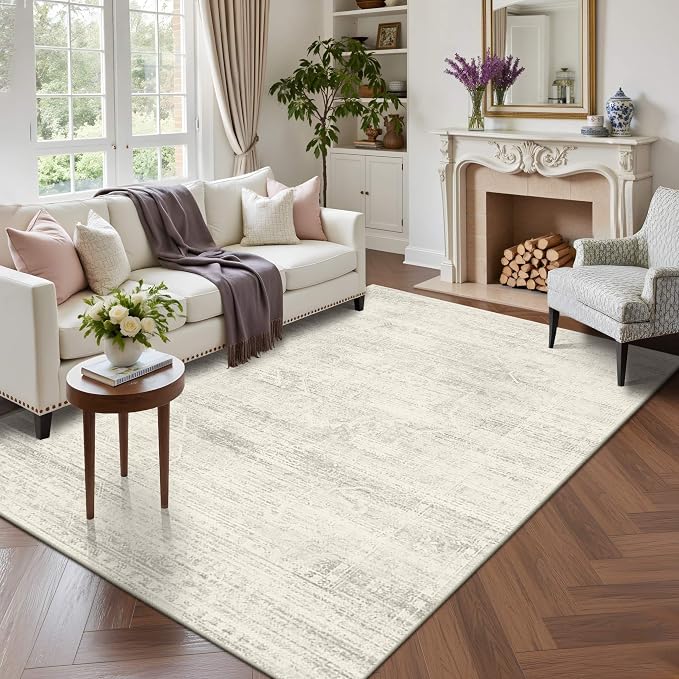 Latte&Fog Vintage 5x7 Washable Area Rugs, Ivory Rug - Image 2