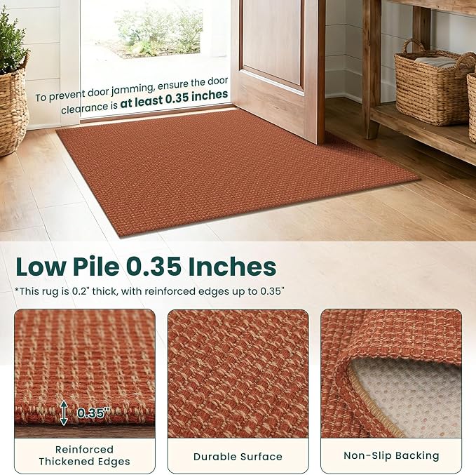 KOZYFLY Orange 3x7 Washable Kitchen Runner Rug, Non Slip Wide Runners - Image 4