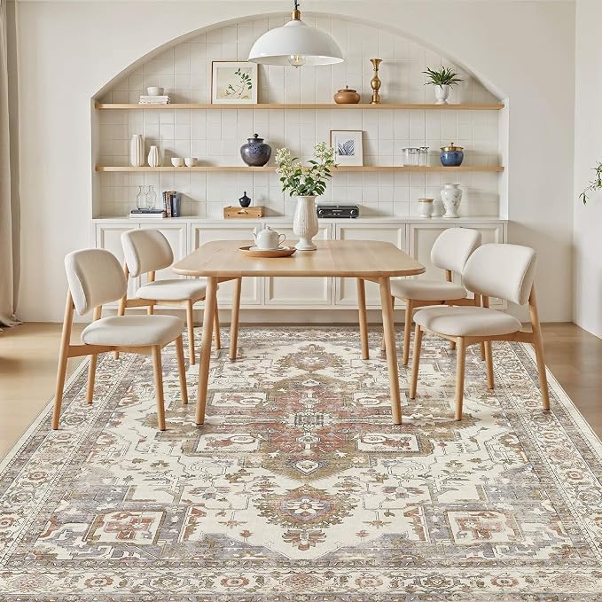 9x12 Washable Area Rugs for Living Room, Large Rug Non Slip Backing Vintage - Image 6
