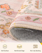 RELEANY Area Rugs Round 6ft Washable Non-Slip, Floral Vintage Distress - Image 4