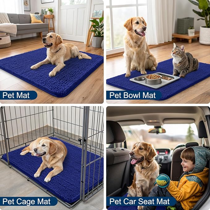 Smiry Dog Door Mat for Muddy Paws 36x24, Absorbent Dirt Trapper, Non-Slip - Image 6