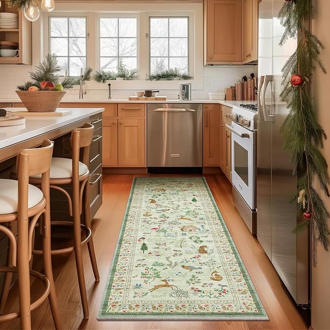 Machine Washable Kitchen Runner Rugs: 2'6"x8' Hallway Runner Non Slip Low Pile - Image 2