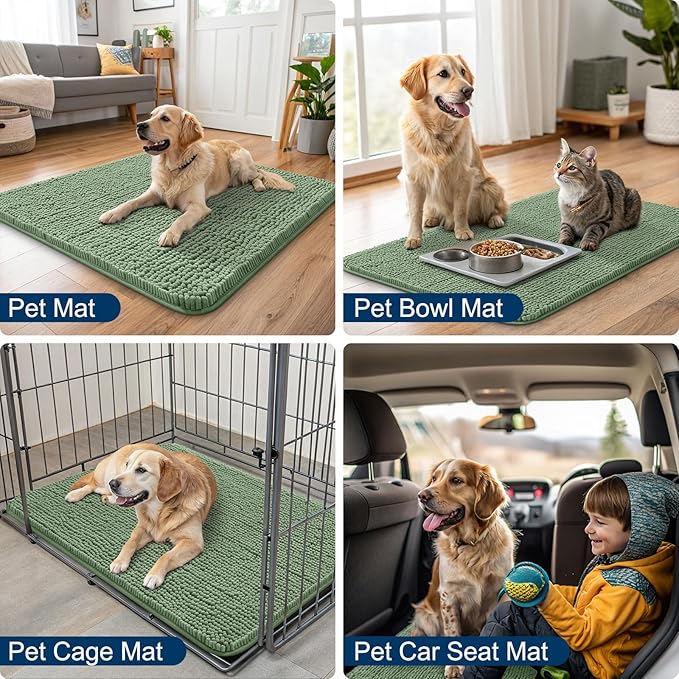 Smiry Dog Door Mat for Muddy Paws 71x46, Absorbent Dirt Trapper, Non-Slip - Image 6