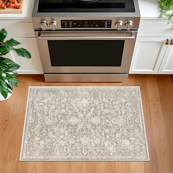 KILOCOCO Small Area Rug 2x3 Entryway Rugs Printed Vintage Floral Washable Rug - Image 2