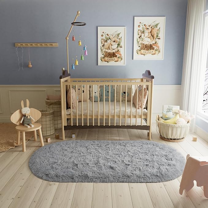 LOCHAS Bedroom Rug 2.6' x 5.3', Soft Oval Throw Rugs Carpet - Image 2