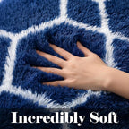ONASAR Area Rugs for Bedroom Living Room, 4x6 Fluffy Navy Blue and White Throw - Image 2