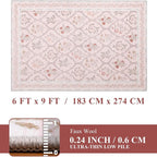 YIHOUSE Pink 6x9 Area Rug for Bedroom Girls, Floral Washable Rugs for Living - Image 9