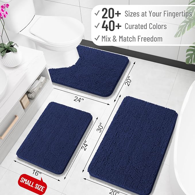 OLANLY Toilet Rugs U-Shaped 20x20, Extra Soft Absorbent Chenille Contour - Image 2