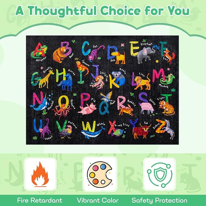 4x6 ABC Classroom Rug for Kids Playroom, Alphabet Rug - Image 5